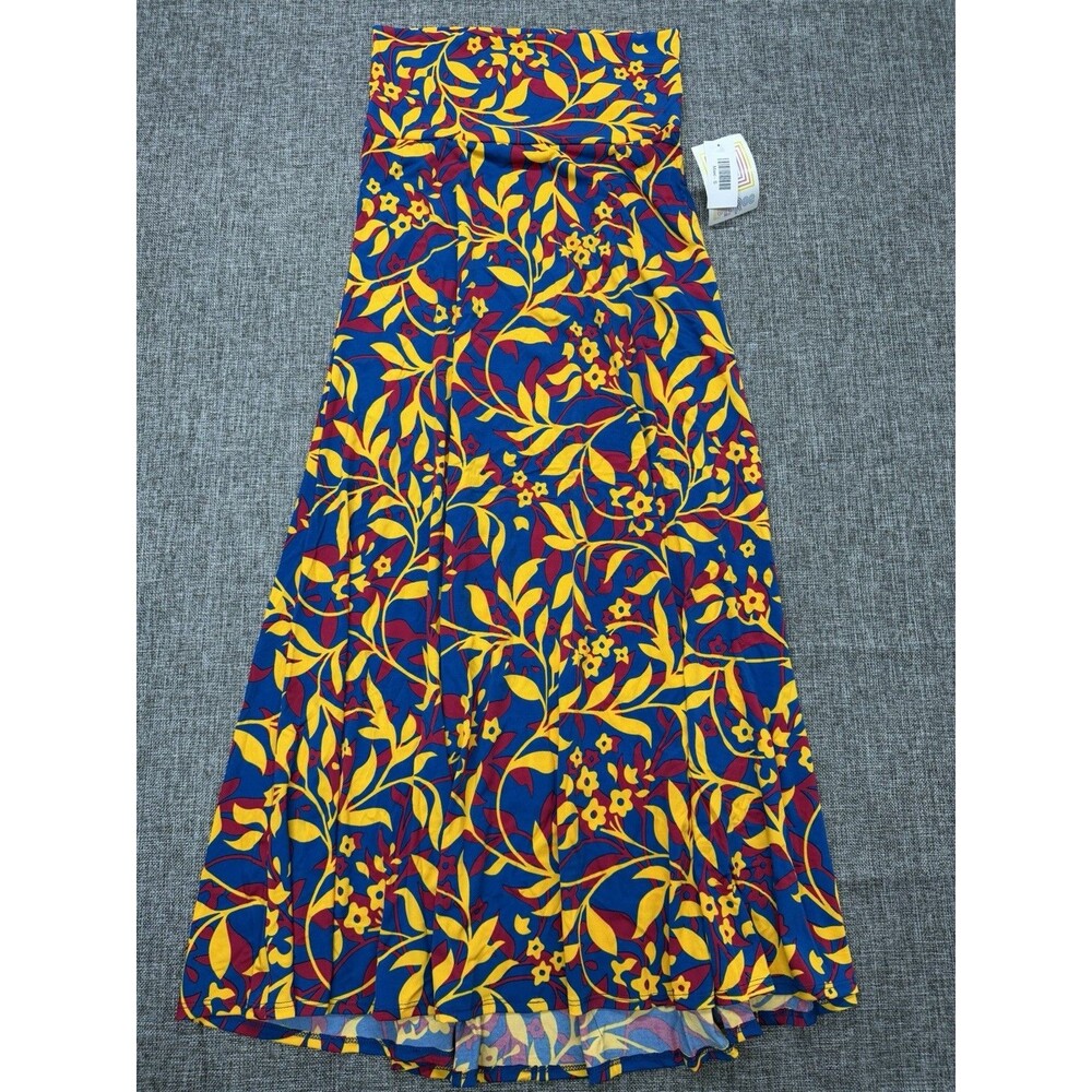 Lularoe NWT Floral Botanical Maxi Skirt Blue Yellow Sz Small